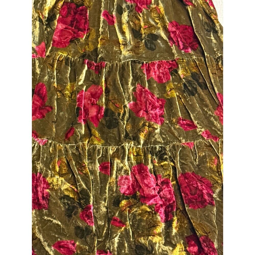 by Anthropologie The Somerset Maxi in Green Floral Velvet Edition Dress Sz XL - Picture 6 of 10